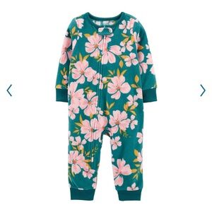 Carter’s floral fleece footless pajamas for baby girl 12 mo GUC